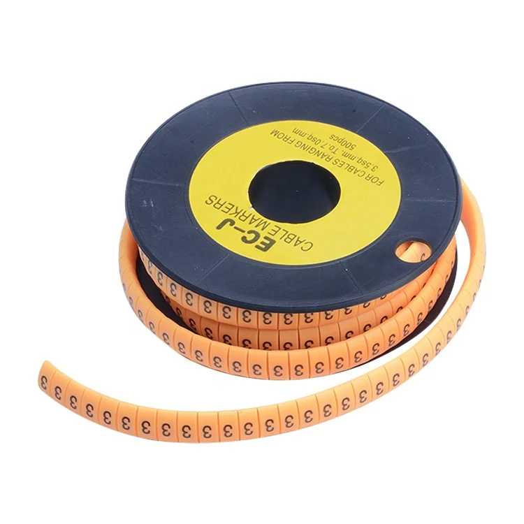 ECJ Yellow Number Cable Label electric wire Cable Markers round Cable marker