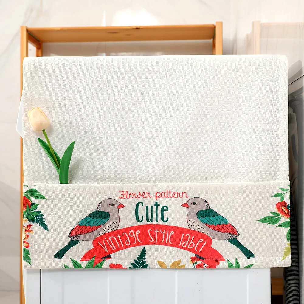 Digital Printed Dustproof Refrigerator Top Cover Linen Cotton Washing Machine Cover for Decoration