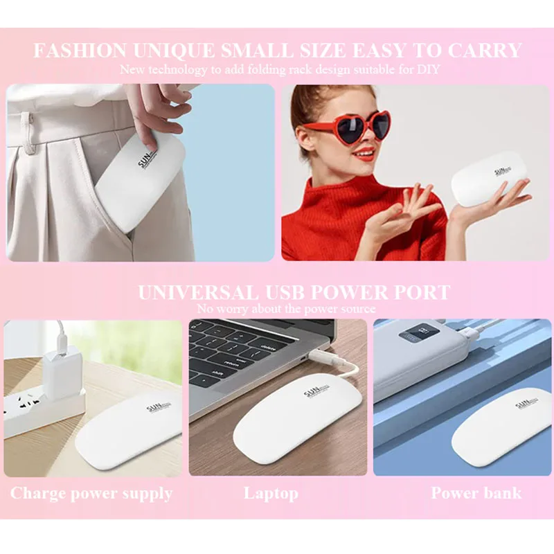 China Wholesale Mini LED UV Glue Gel Cure Light Mouse Shape 60s 120s Timer Setting Fast Curing Lamp Nails Polish Dryer Machine