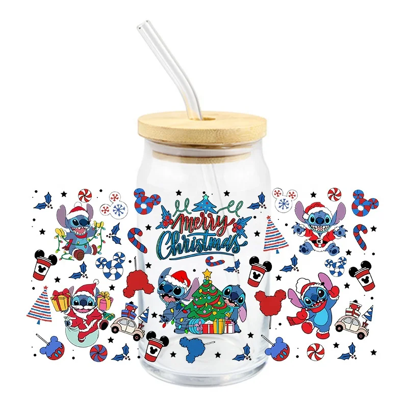 Factory Wholesale Christmas Tree Uv Dtf Cup Wrap Transfers Transparent Film Waterproof Custom Uv Dtf Wrap Transfer Print