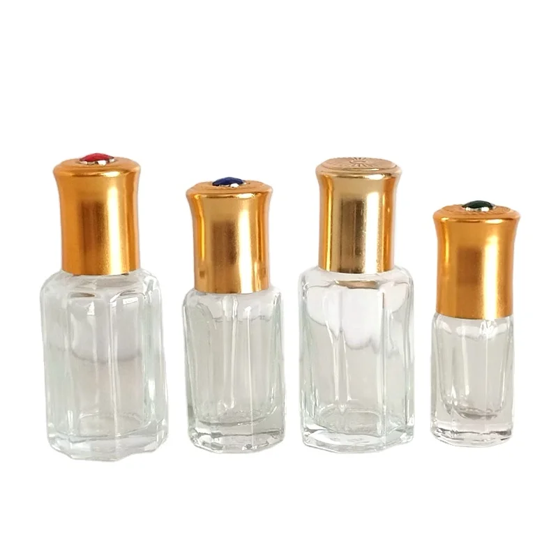 3ML 6ML 12ML Holy Water Glass Bottle Octagonal Roller Bottles Storage Arabic Perfume Attar Oud