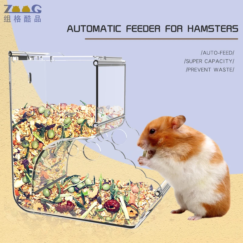 Wholesale Cheap Acrylic Clear Pet Hamster Feeder Bowl automatic  food feeder for Golden Bear hamster