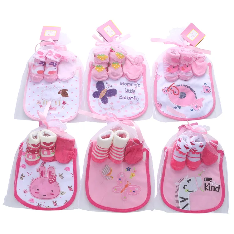 Лидер продаж высококачественные 100% хлопковые мягкие милые носки детские нагрудники-банданы с вязаными детскими варежками