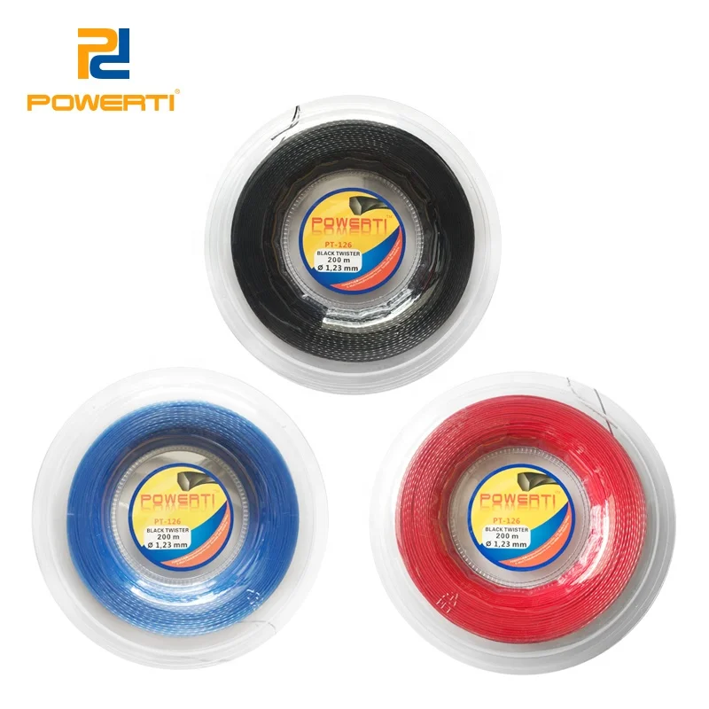 
POWERTI Twister Twist Polyester Tennis Racket String 200m Reel 1.23mm Tennis Racquet String Durable Gym Training String 