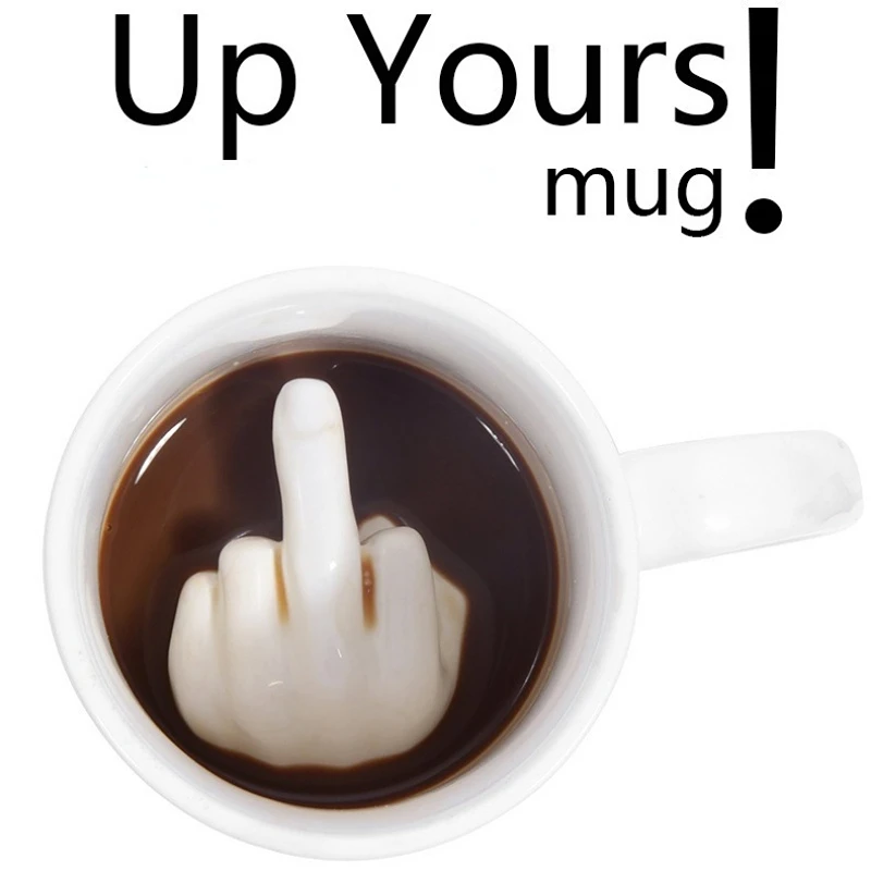 Creative Design Middle Finger Mug Sublank 11oz Sublimation White Beer Mug Custom Coffee Mugs