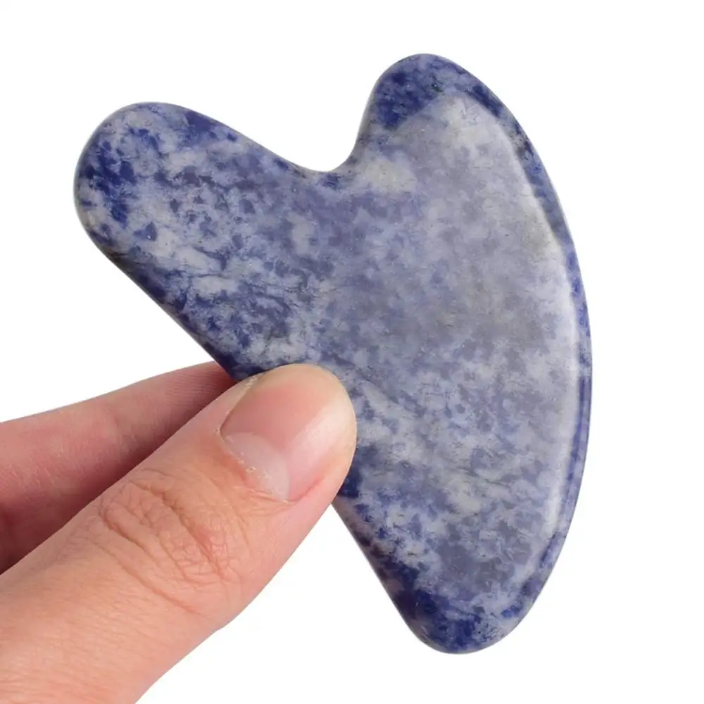 Face Skincare Facial Body Acupuncture For Spa Blue Point Gua Sha Facial Tools Natural Guasha Jade Stone