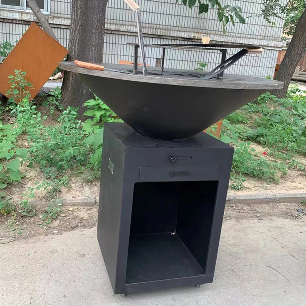 Hot Sale Custom Outdoor Camping Kebab Barbecue Portable Folding corten Steel Charcoal BBQ Grills