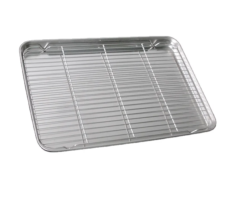 Solid Durable Stainless Steel Baking Tray With Cooling Rack Used For Bread Biscuits Meat Cooking