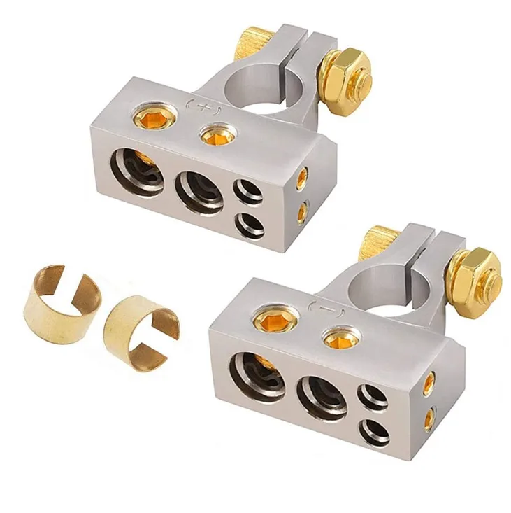 Car Battery Terminal Connectors, Positive & Negative Chrome Battery Terminals with Clear Covers