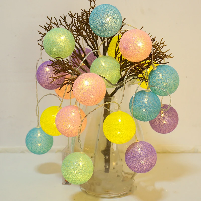 
Led decorative lights cotton thread ball lights string christmas battery lights holiday interior decoration 