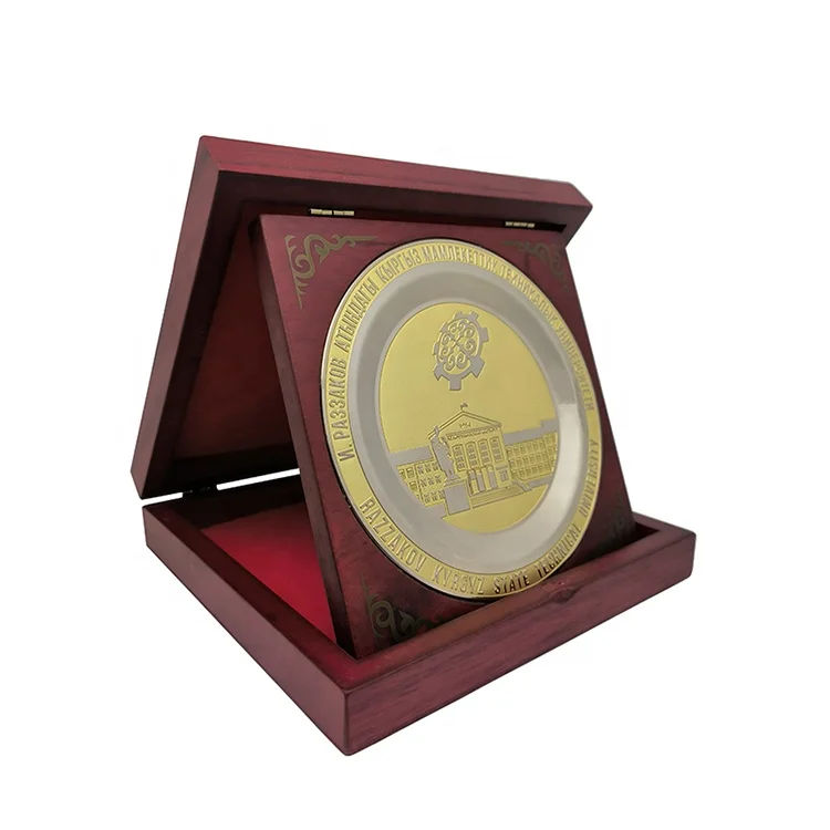 Company Gifts Two Tone Plating  Zinc Alloy Award Plate  Embossed Logo Metal Plaque