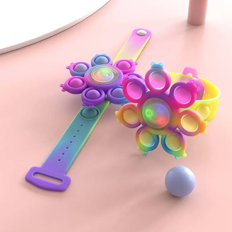 Silicone LED Bubble Pop Filp Octopus Fidget Spinner Bracelet Toy Pop Fidget Bracelet With Led Light