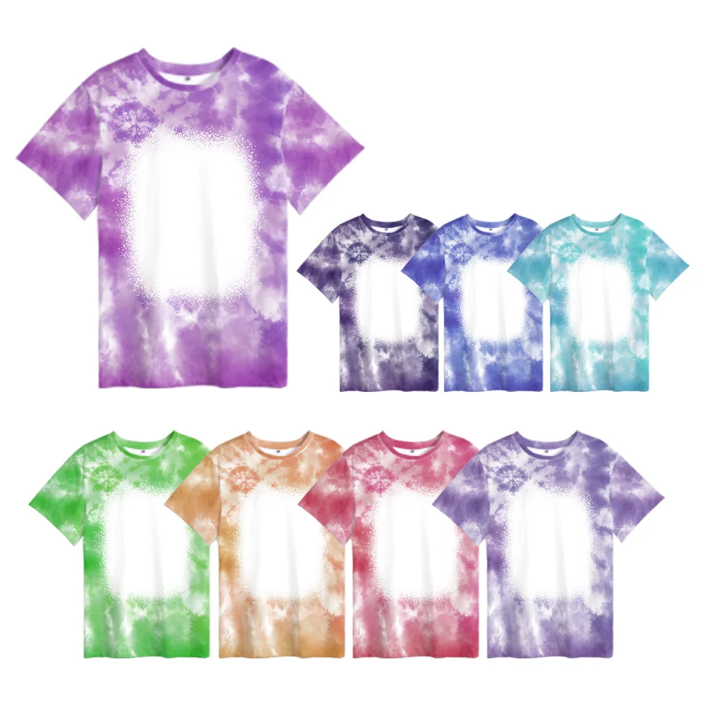 New sublimation t shirts Sea Shell Pattern Design Sublimation Blank Tie Dyed Bleached Shirts Polyester Cotton Feel t-shirts