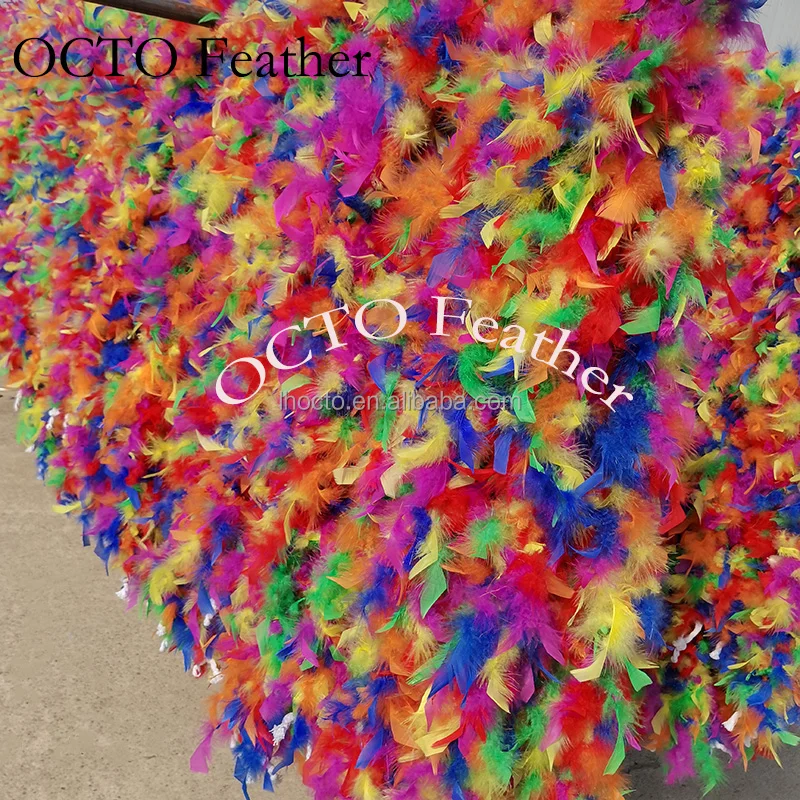 Wholesale Custom Design Rainbow Colors Turkey Chandelle Feather Boa For Party Event Decoration