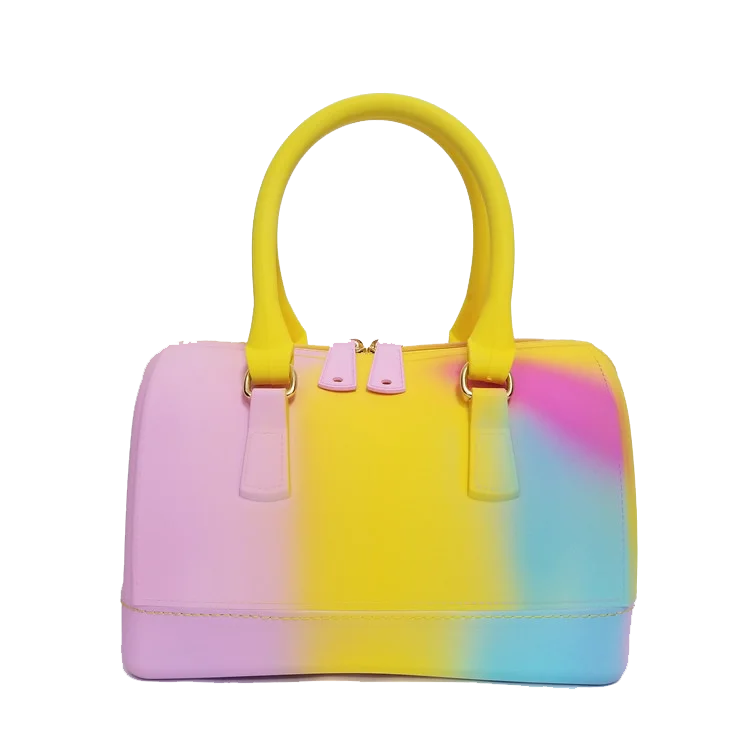 
TS9075 New Arrivals Ladies Fashion rainbow pillow jelly tote handbag colorful Jelly PVC shoulder bag summer jelly bags for women 