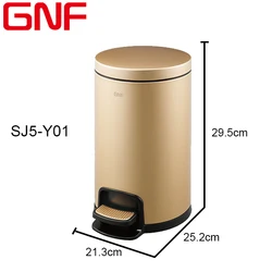 Круглая металлическая Педальная мусорная корзина GNF 5 л sus 430, мусорная корзина в скандинавском стиле, мусорная корзина из нержавеющей стали для отеля и комнаты
