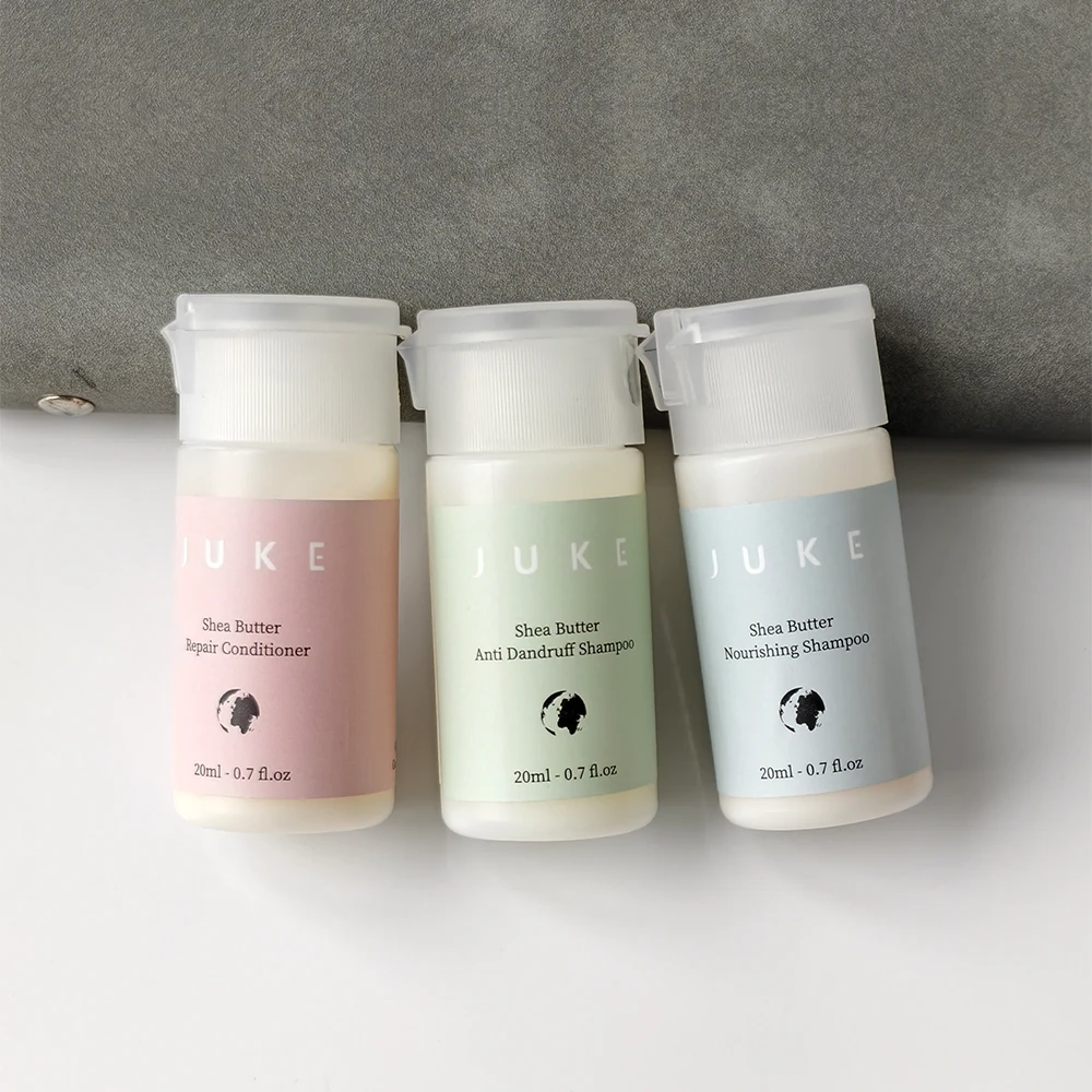 20ml Trial Hair Care Products Juke Shea Butter Wholesale Mini Hotel Shampoo and Conditioner Set Suppliers