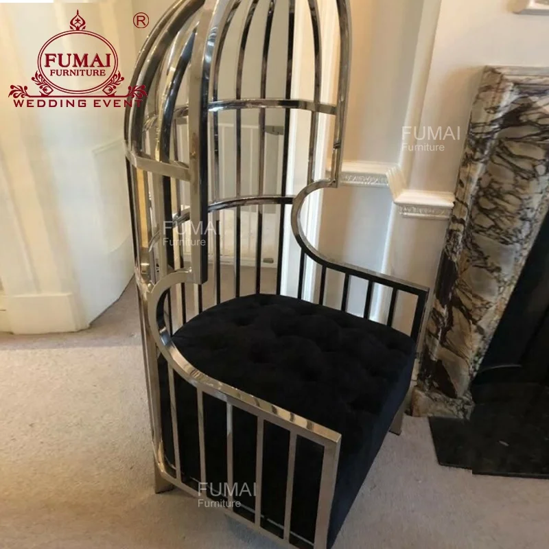 
Classical high back throne velvet throne wedding bride groom bird cage chair 