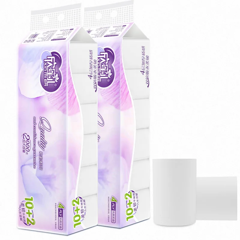 Coreless 2/3/ 4 ply pure white toilet tissue paper Soft and customizable roll paper bathroom tissue