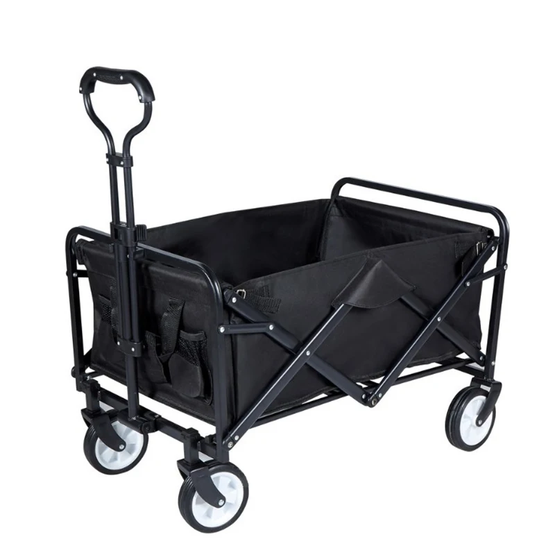 Collapsible Outdoor Utility Wagon Heavy Duty Folding Garden Portable Hand Cart with Adjustable Handle