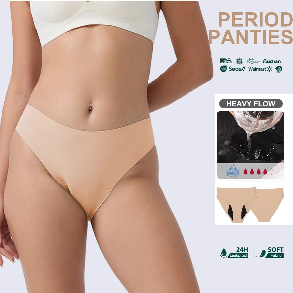 Heavy Flow Teens Stretch Seamless 4 Layers 360 Leak Protection Calzon Menstrual Underwear Period Panties For Women