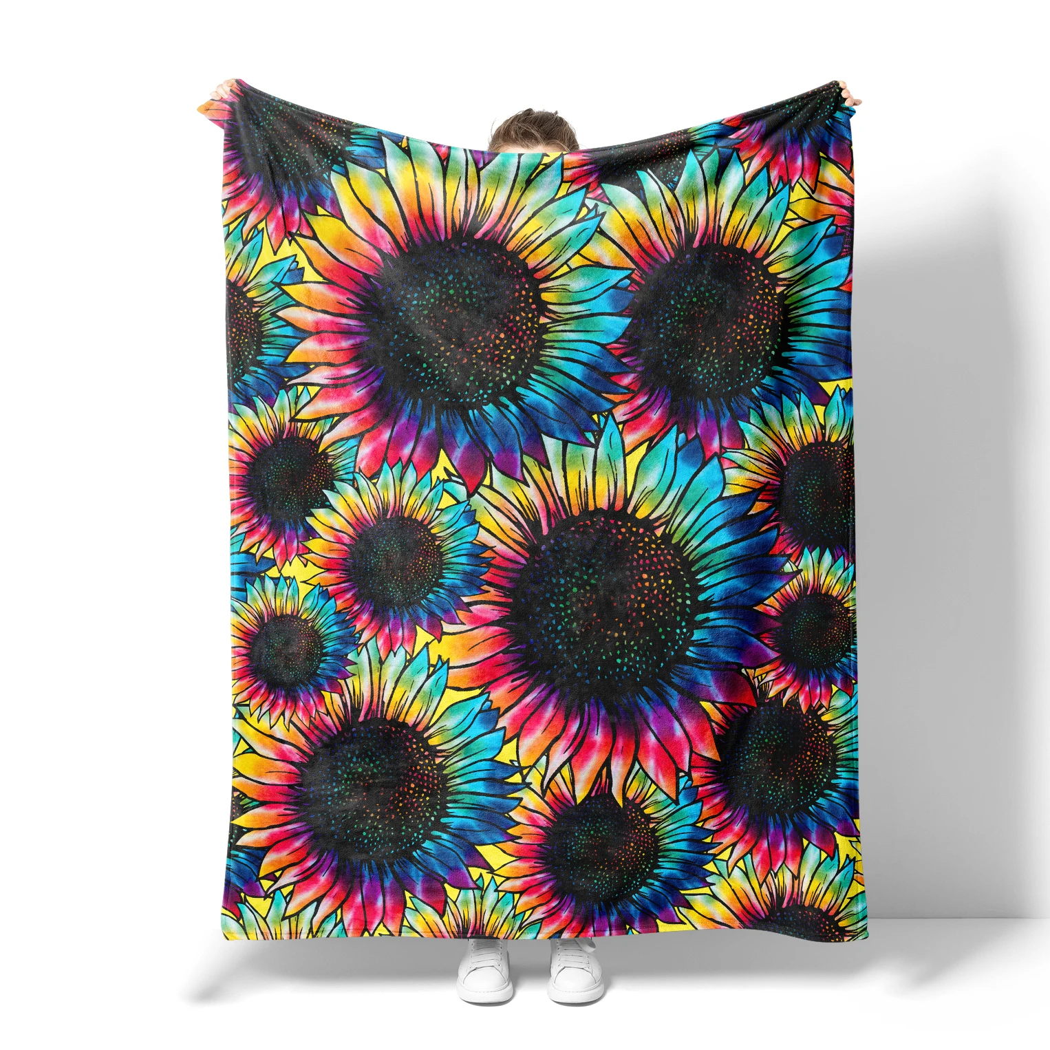 OEM Personalized Customized Design Blank Fleece Printed 3D Photo Digital Printing White Sublimation Custom Sunflower Blanket Wit