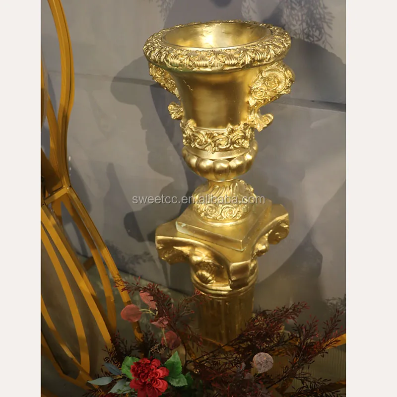 Factory price Cute girl Fiberglass Roman column suit wedding flower pots flower vase for wedding decoration