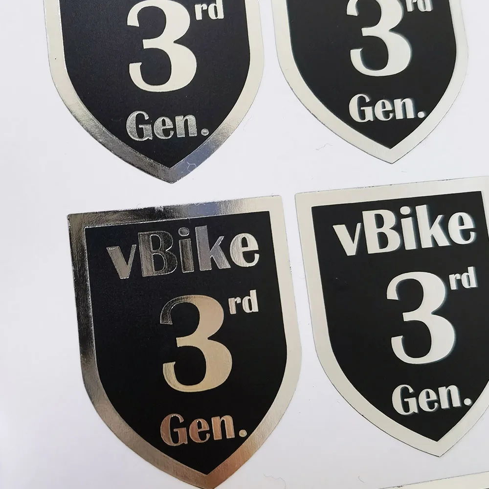 colorful aluminum sticker Custom Metal Label Bike Stickers Ride Emblems Bicycle Head Tube Badge metallic transfer 3D logo