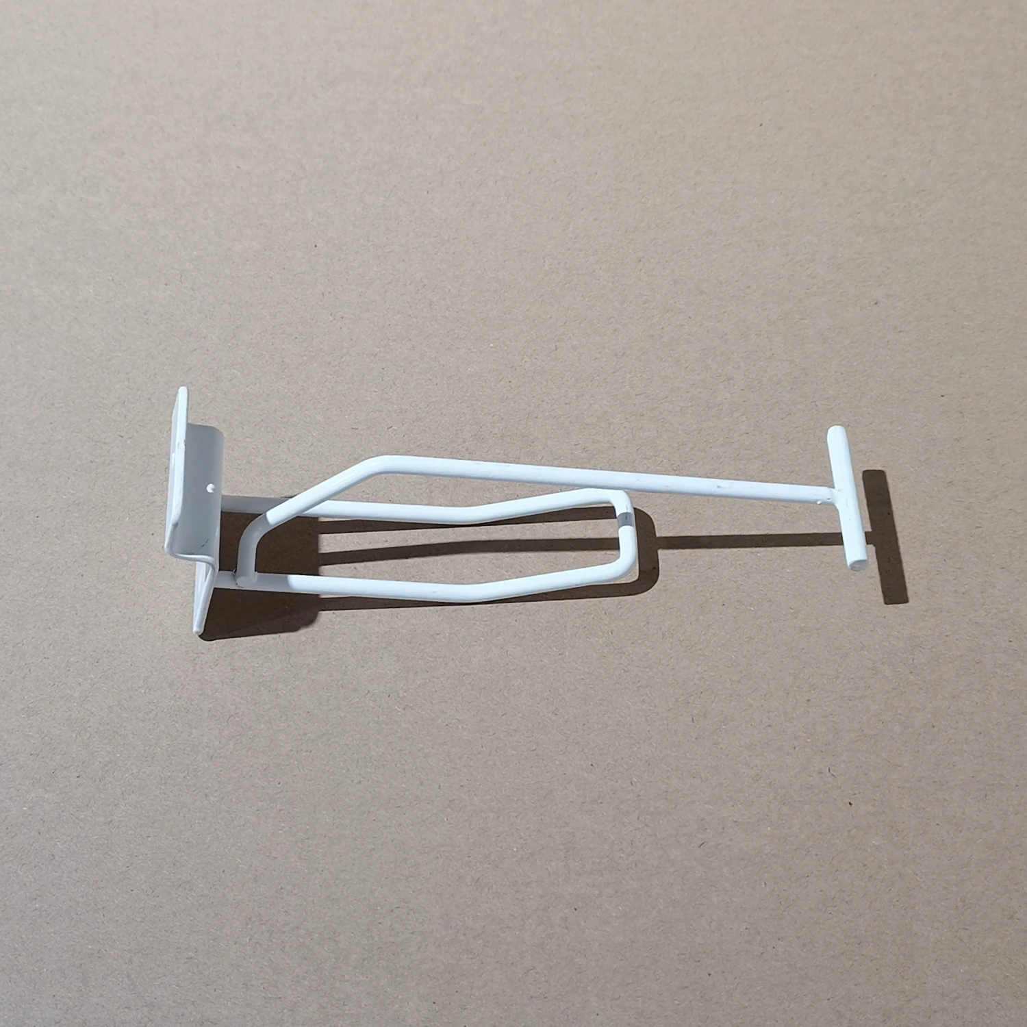 Supermarket metal slot wall display white hooks with wire price tag holder