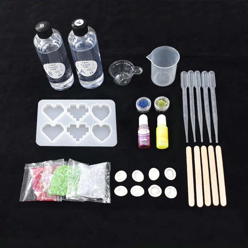 Resin Craft Supplies DIY Silicone Molds Art Crystal Clear Epoxy Resin for Jewelry Making Kit