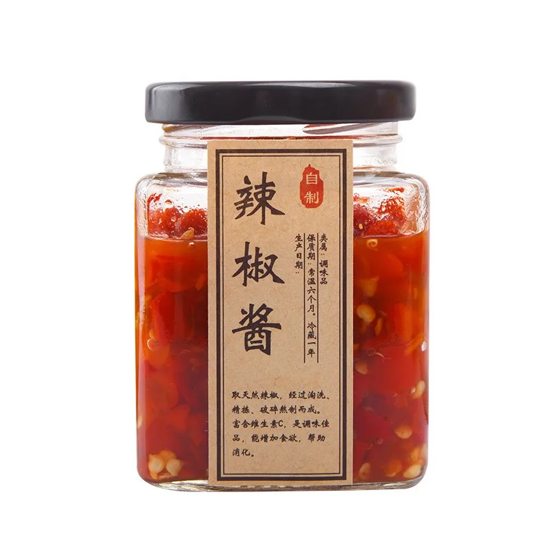 chill sauce use 180ml 6oz airtight square glass jar with lidwith metal lid HJ-BD1188002