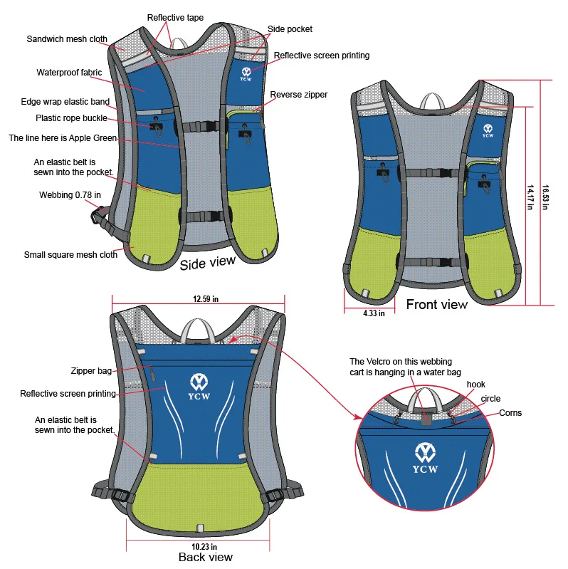 BSCI factory Outdoors Trail Marathon Running Hydration Pack Water Backpack travel sport Cycling Hiking Hydration Vest
