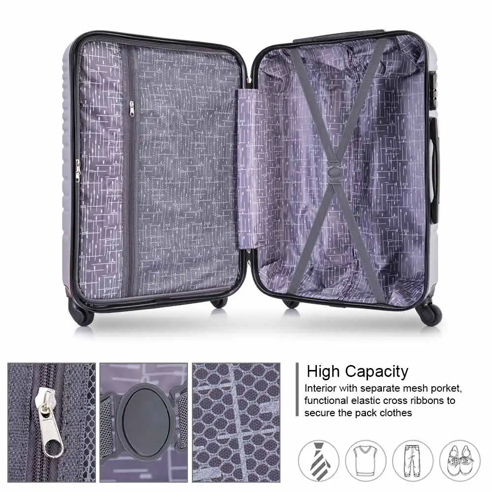 
Free shipping for district 6 area from US lock for secure packing finger protection material smooth zipper 3 pcs luggage set 
