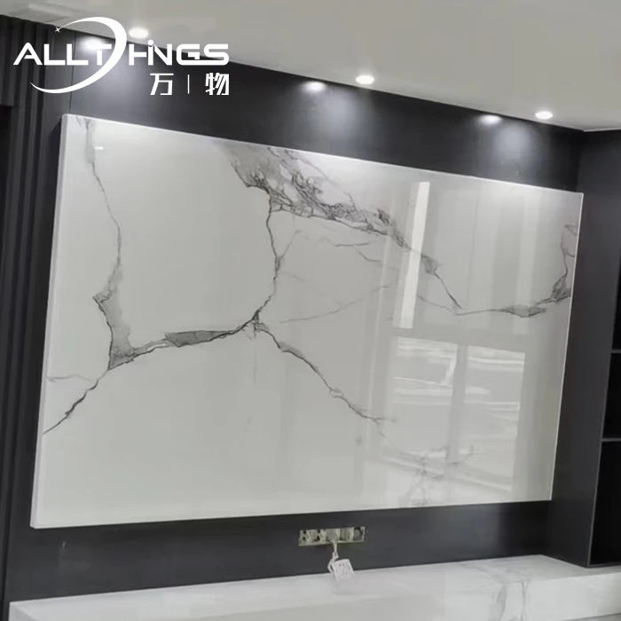 Высокоглянцевое УФ покрытие Водонепроницаемая Мраморная Панель индивидуальный дизайн гостиная кухня Лидер продаж 1220*2440 мраморный лист