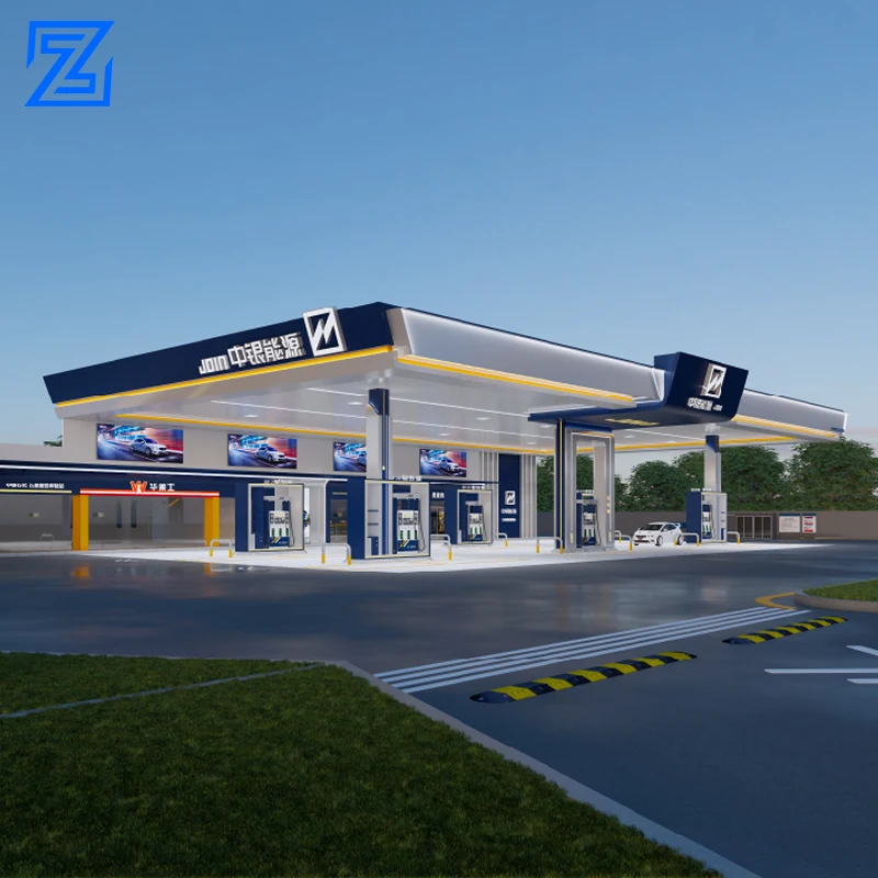 easy install structure design petrol station canopy 3d led gas station canopy