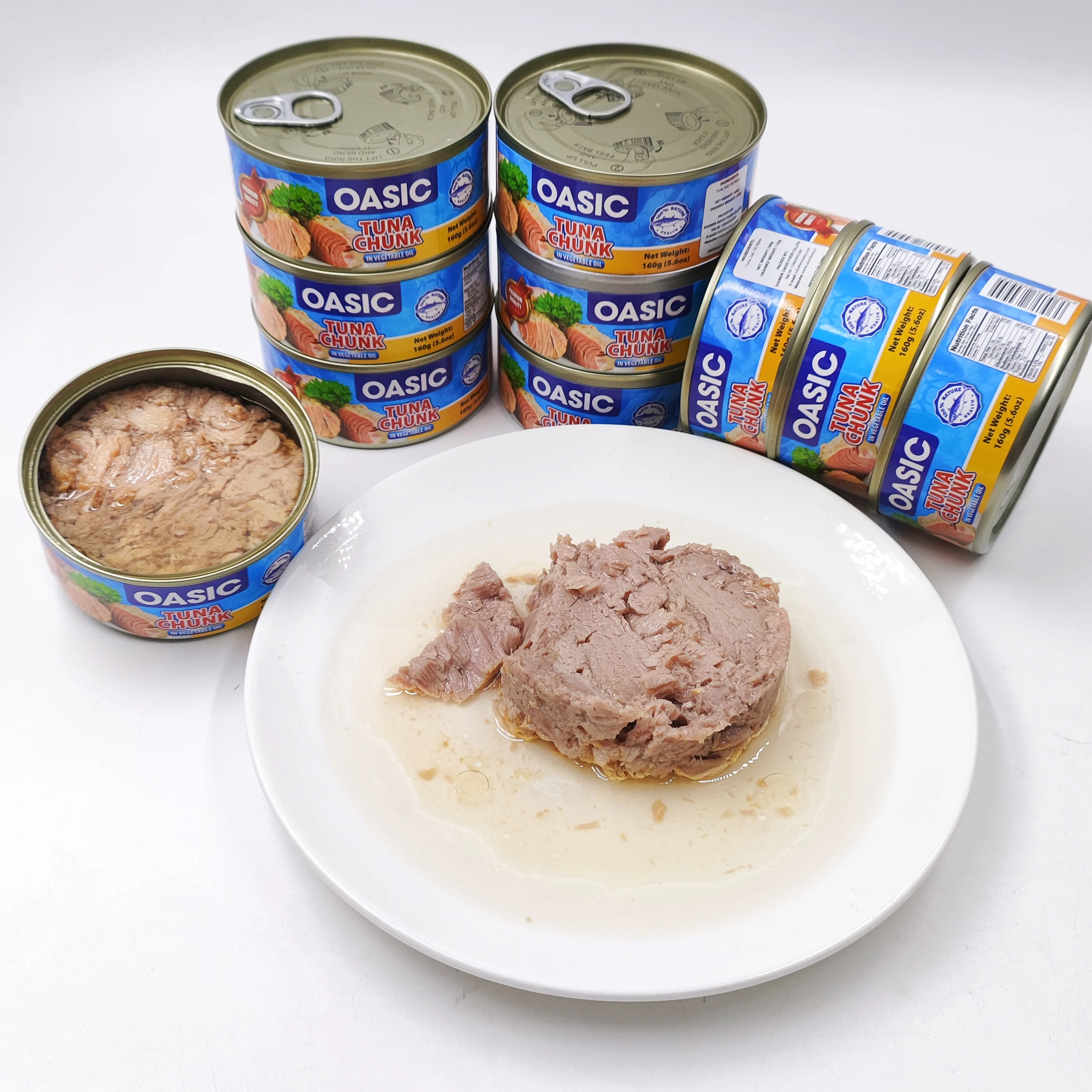 Fresh High Quality 160g Canned Tuna in Oil / Brine Factory Wholesale Skipjack Bonito HALAL