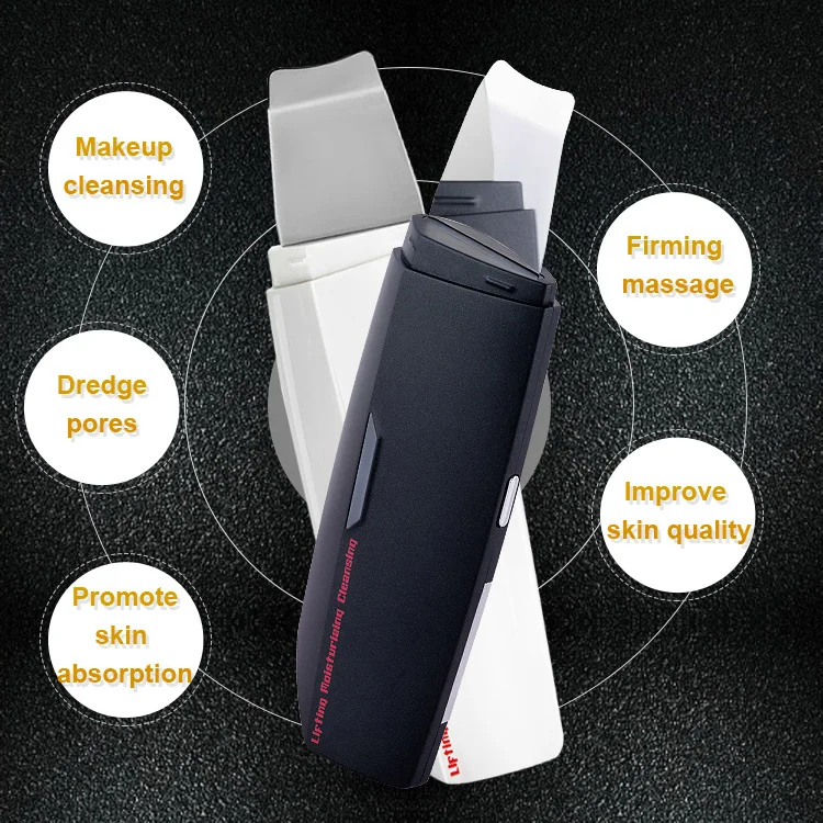 China manufacturer blackhead skin cleansing machine custom ultrasonic face scrubber black