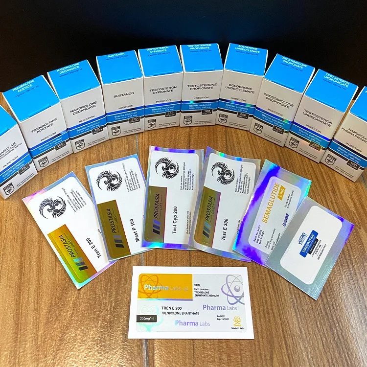 Tren E 200 mg customization compound names PharmaLabs print glass bottle sticker hologram 10ml vial labels steroide packaging