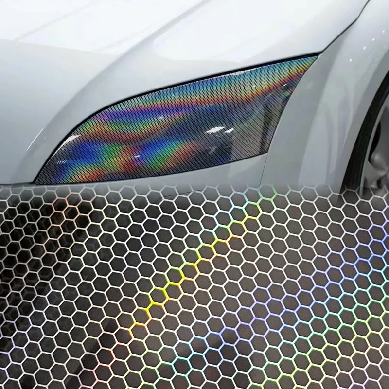 Led headlight Tint Film For Car Light Rainbow laser Rhombic honeycomb Lamp film Chameleon Headlight Taillight Film