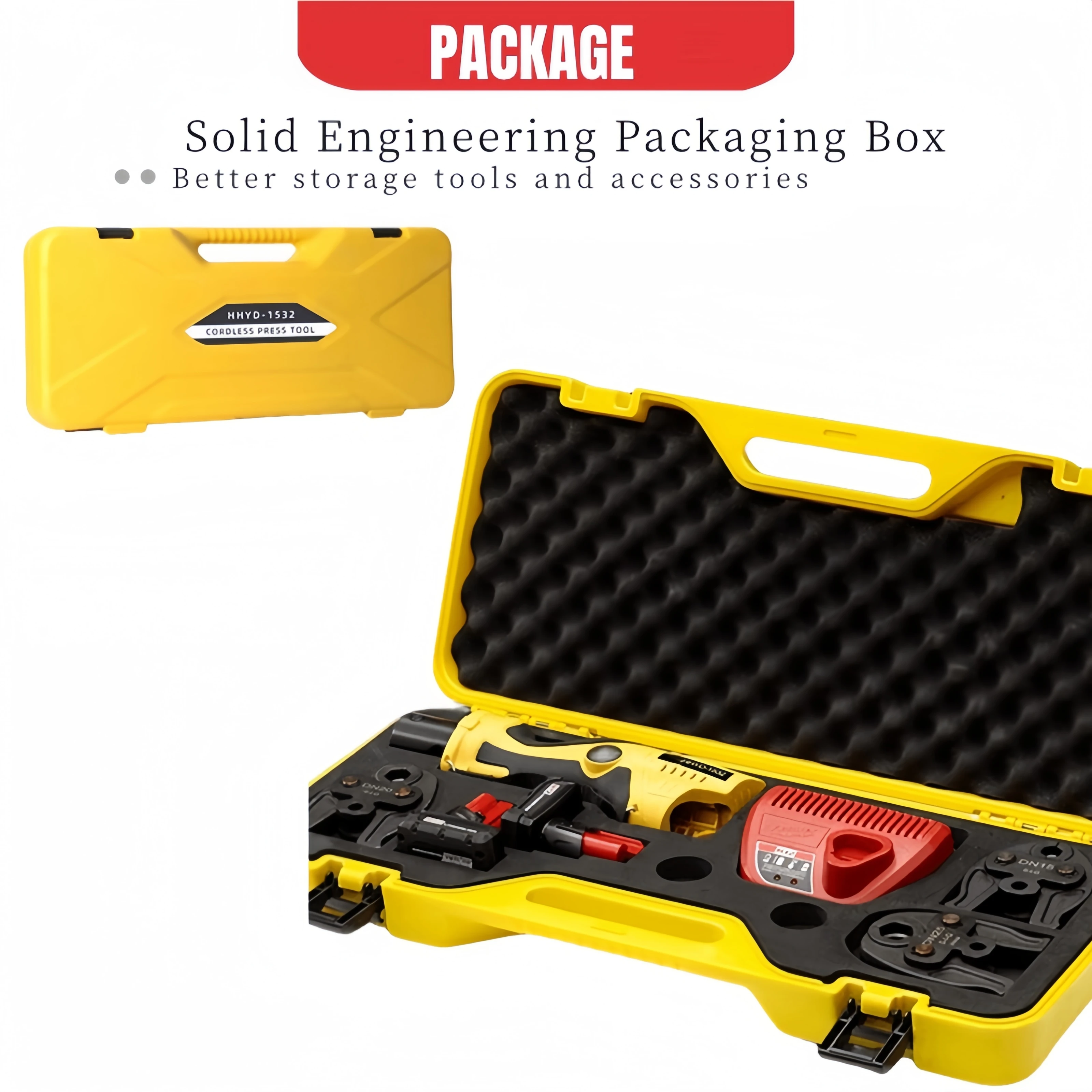 Cordless HHYD-1532 Pro Press Battery-Powered Copper Tube Hydraulic Plumbing Tool Kit include Crimping JAW M15-28 Stainless Steel