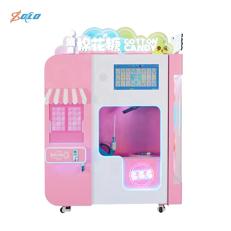 Professional Cotton Candy Making Fully Automatic Electric Commercial Cotton Candy Floss Vending Machine