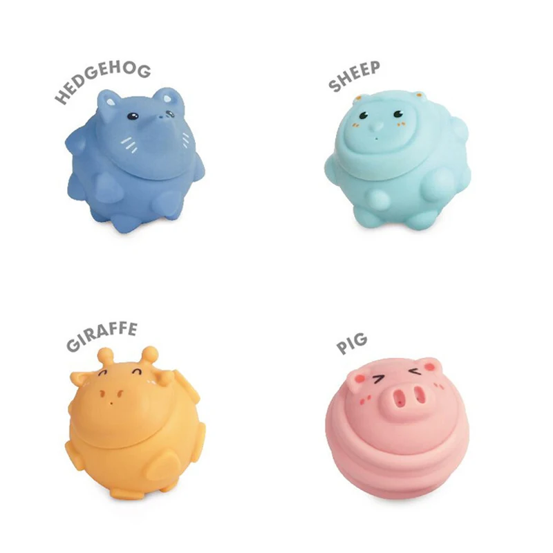 High quality toddler cartoon 4PCS water animal texture soft rubber balls toy baby tactile perception silicone ball juguetes