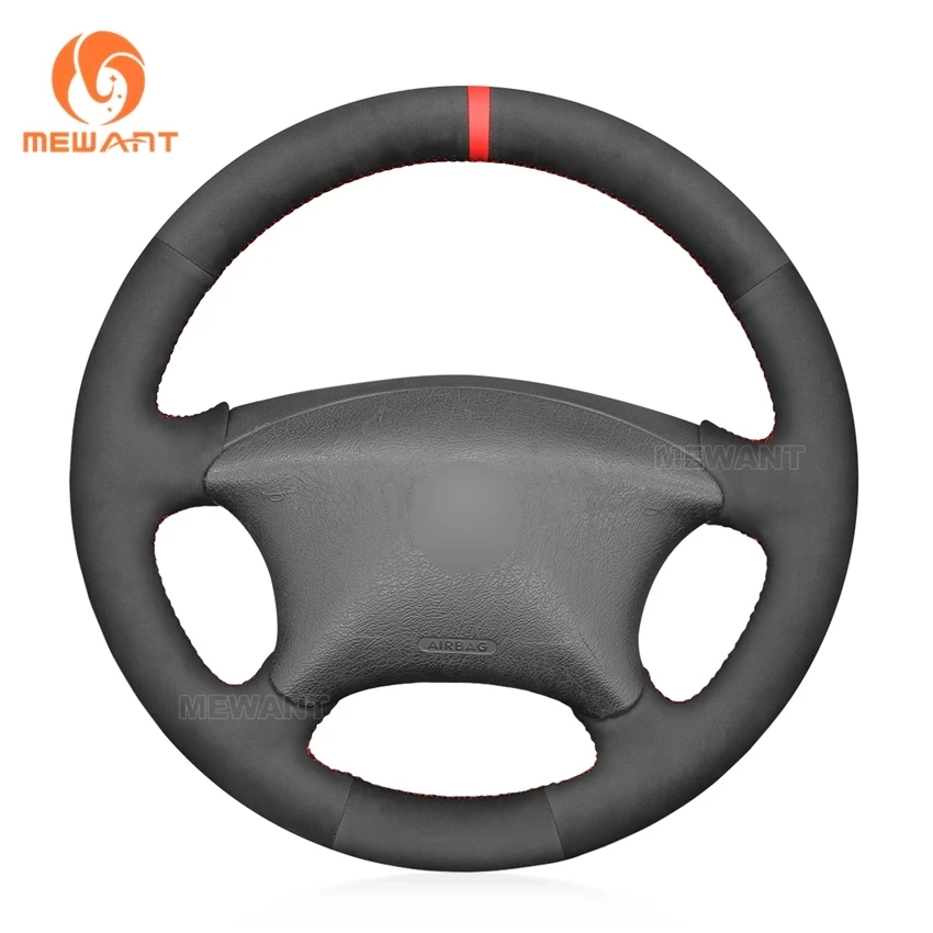 Black Faux Leather Suede Hand Sewing Steering Wheel Cover for Peugeot Partner 2003 Citroen Xsara Picasso Berlingo 2004-2008 C5