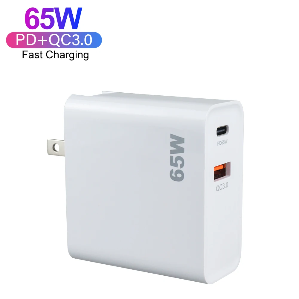 Dual Port 65W GaN PPS QC3.0 PD Type C Mobile Phone Fast Charger Adapter USB C Wall Charger for Apple iPhone 13 14 Laptop