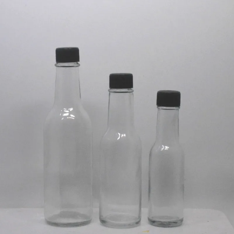 Low MOQ  100ml 150ml 200ml Bulk glass chili sauce bottle with plastic lid
