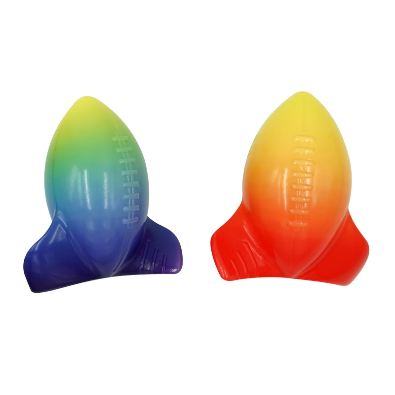 Full colour printing pressure relief PU foam rugby ball Rocket Football