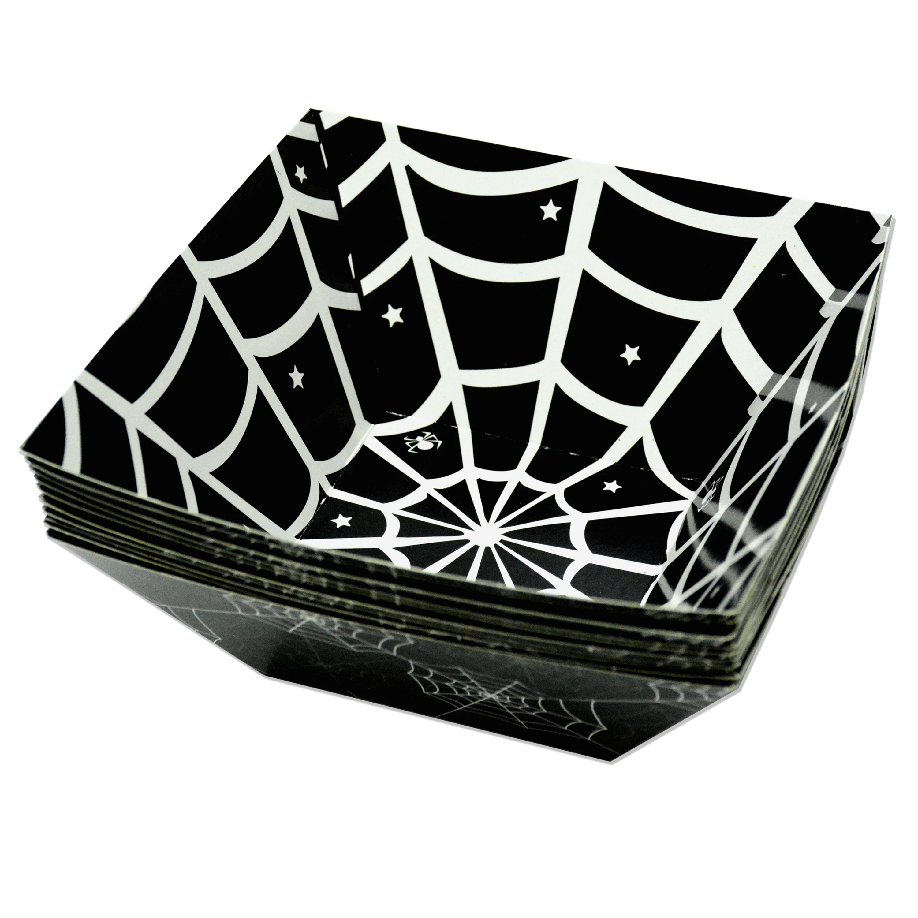 Customize Paper Party Plate Halloween Party Supplies Paper Packing Food Grade Spider Theme Halloween Candy Packing Decor Box