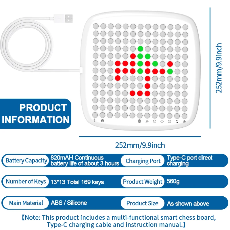 AI Board Games for Kids Features 9 Languages Multifunctional Smart Gomoku Chess Board Game Intelligent Electronic Chessboard