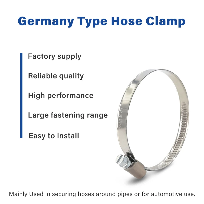 Factory Direct Sale Stainless Steel German Type Hose Clamp Good Quality Gear Clamps