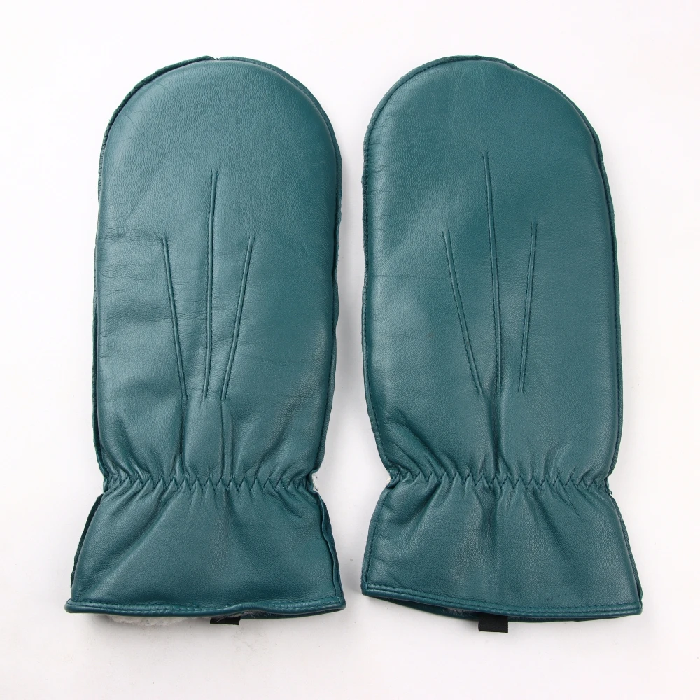 Женские Модные Зеленые или синие варежки из козьей кожи